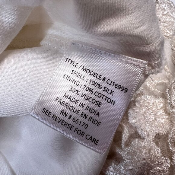 BHLDN Collins Mini Wedding Dress Floral Embroidered Silk A-Line Ivory White 16 - Picture 16 of 16